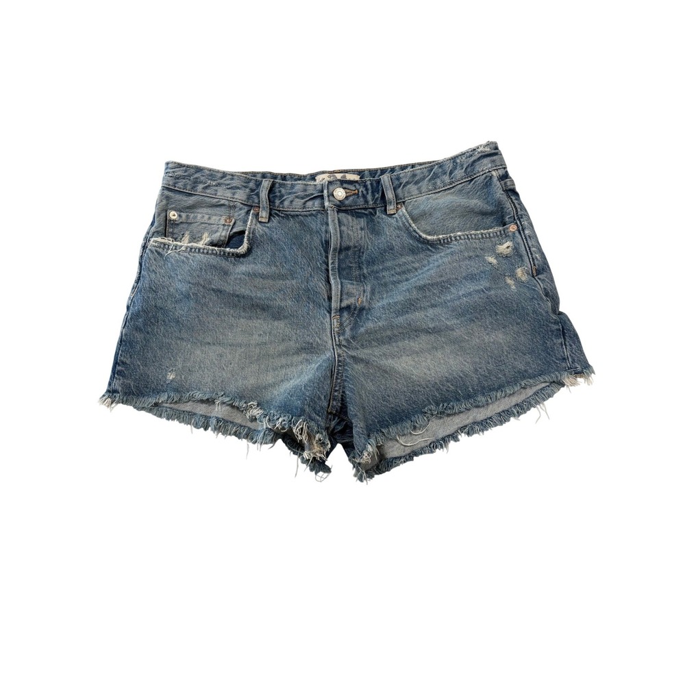 We The Free Denim Shorts Blue Distressed Button Fly Size 31